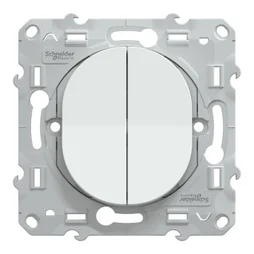 Double interrupteur va-et-vient à assembler Ovalis, SCHNEIDER ELECTRIC, blanc
