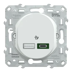 Prise chargeur usb A+C 7,5W 45W à assembler Ovalis, SCHNEIDER ELECTRIC, blanc