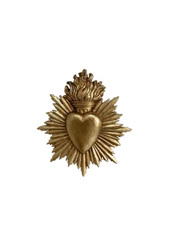 Objet décoratif résine Exvoto coeur soleil l.15 x H.17 cm, EMDE
