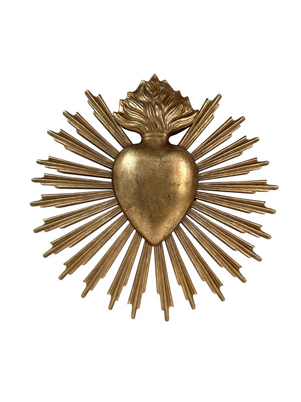 Décoration murale Exvoto coeur soleil, doré EMDE l.25 x H.25 cm