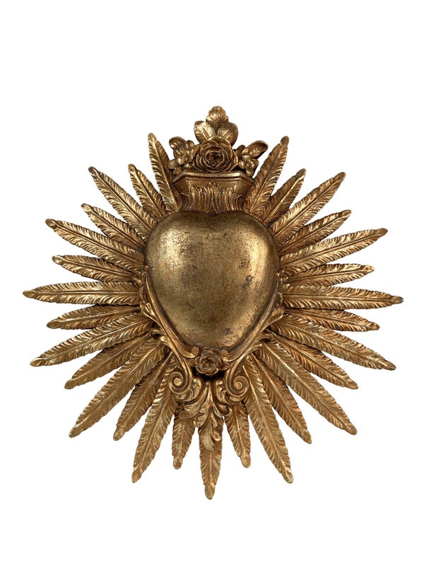 Décoration murale Exvoto coeur plumes, jaune / doré EMDE l.24.7 x H.25.3 cm