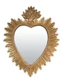 Miroir cœur résine doré Exvoto coeur soleil, l.30.8 x H.39.2 cm