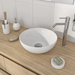 Vasque à poser céramique rond Essential Diam.33 cm blanc brillant
