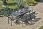 Table de jardin CAICOS 180/240X90 cm, aluminium et HPL, gris anthracite