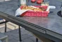 Table de jardin CAICOS 180/240X90 cm, aluminium et HPL, gris anthracite