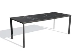Table de jardin MEET (200x90 cm), aluminium laque et Epoxy, marbre noir