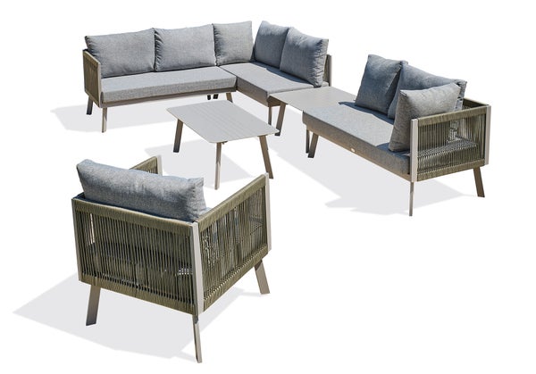 Salon de jardin d'angle MANOSQUE 7 places en aluminium - Coloris GRIS