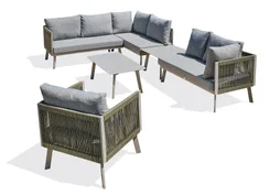 Salon de jardin d'angle MANOSQUE 7 places en aluminium - Coloris GRIS