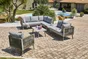 Salon de jardin d'angle MANOSQUE 7 places en aluminium - Coloris GRIS