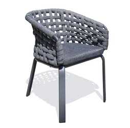 Fauteuil de jardin CAMARGUE en corde tissee et aluminium, gris anthracite