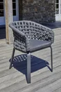 Fauteuil de jardin CAMARGUE en corde tissee et aluminium, gris anthracite