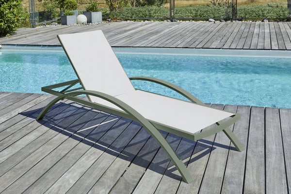 Bain de soleil BARCELONA empilable en aluminium, kaki