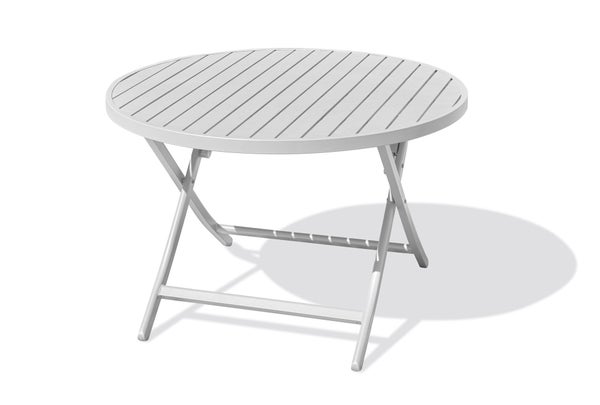 Table de jardin pliante MARIUS (diam. 110 cm) en aluminium - Coloris GRIS