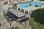 Table de jardin OLHOS 191/251x95 cm ,aluminium et céramique gris
