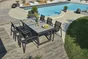 Table de jardin OLHOS 191/251x95 cm ,aluminium et céramique gris