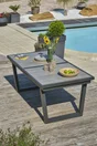 Table de jardin OLHOS 191/251x95 cm ,aluminium et céramique gris