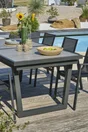 Table de jardin OLHOS 191/251x95 cm ,aluminium et céramique gris