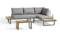 Salon de jardin modulable TOKYO 4 places, acacia et aluminium, kaki
