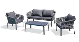 Salon bas de jardin CAMARGUE 4 places en aluminium, gris anthracite