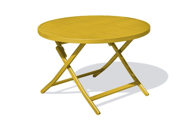 Table de jardin pliante MARIUS (diam. 110 cm) en aluminium - Coloris MOUTARDE