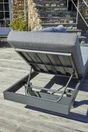 Salon de jardin d'angle VANUATU 6 places, acacia et aluminium, gris anthracite