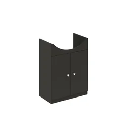 Meuble sous-vasque et miroir led GALICE 4, 2 portes, l.60 x H.77.4 x P.45 cm, gris