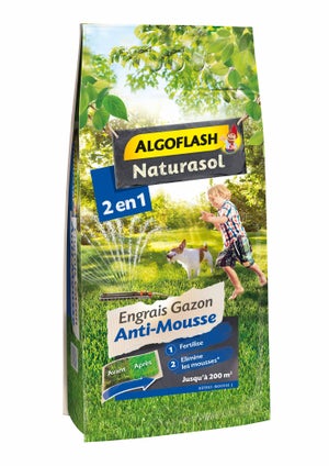 Engrais gazon antimousse ALGOFLASH, 8 kg