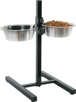 support ecuelle chien avec 2 bols inox 1l5