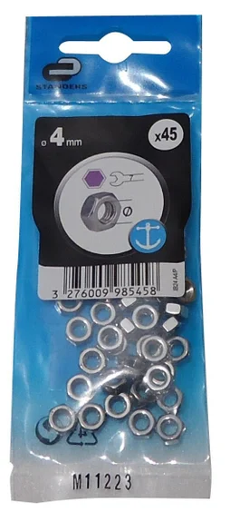 Lot de 45 écrous inox, 4 mm STANDERS