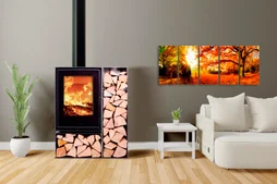 Poêle à bois CROWN quetzal bucher à droite noir, 7.5 kW