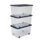 Lot de 3 bacs SUNDIS polypropylene transparent l.38 x H.31 cm, 50 l