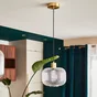Suspension Dipsy E27 diam.25 cm laiton brosse/verre, INSPIRE