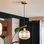 Suspension Dipsy E27 diam.25 cm laiton brosse/verre, INSPIRE