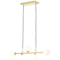 Suspension INSPIRE Callas 5 x g9 l.88 laiton brosse/verre