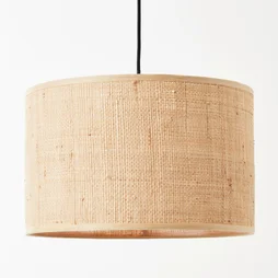 Suspension INSPIRE Carvi E27 diam. 35 cm métal noir/raphia