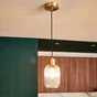 Suspension INSPIRE Dipsy E27 diam.14 cm laiton brosse/verre