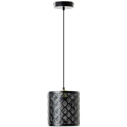 Suspension INSPIRE Galati E27 diam. 20 cm métal noir/laiton brosse
