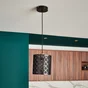 Suspension INSPIRE Galati E27 diam. 20 cm métal noir/laiton brosse