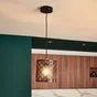 Suspension INSPIRE Galati E27 diam. 20 cm métal noir/laiton brosse