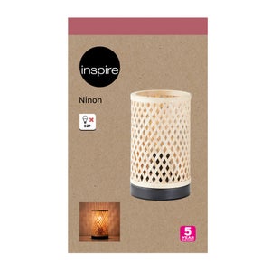 Lampe bambou naturel, INSPIRE Ninon, H.23 cm