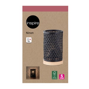 Lampe bambou, INSPIRE Ninon, H.23cm, noir