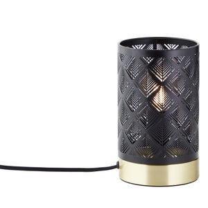 Lampe métal chic, INSPIRE Galati, H.19cm, noir/laiton