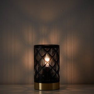 Lampe métal chic, INSPIRE Galati, H.19cm, noir/laiton