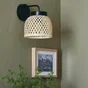 Applique mural, INSPIRE Ninon, E27, métal noir et bambou