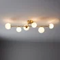 Plafonnier 6 x G9, glamour, laiton et verre opalin, Callas, Inspire L.98 cm
