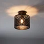 Plafonnier 1 x E27, glamour, metal noir et laiton, Galati, INSPIRE, D.25 cm