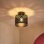Plafonnier 1 x E27, glamour, metal noir et laiton, Galati, INSPIRE, D.25 cm