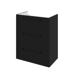 Meuble sous-vasque, 3t l.60 x H.73 x P.33 cm, noir mat, Remix