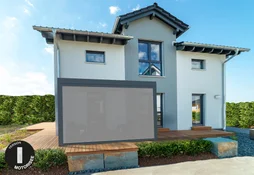 Store façade motorisé TIERAL pour pergola Osaka 4m05 gris anthracite