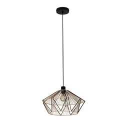Suspension INSPIRE Pyros E27 diam. 45 cm métal noir/raphia